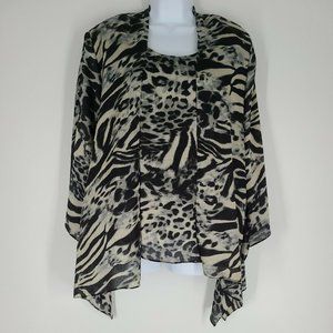 Top Season Vintage 80's 2 Piece Women’s Size Large Top And Jacket Cheetah Zebra